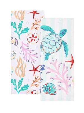 Summer Sea Turtle Design 2pk Kitchen Towels Gift Set Brand New